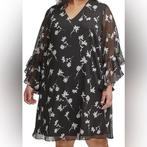 Calvin Klein Black and White Floral Dress